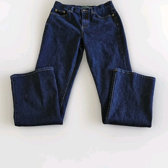 Lauren Ralph Lauren Jeans Women 4 Navy Classic Bootcut Stretch Western Preppy - Picture 12 of 16